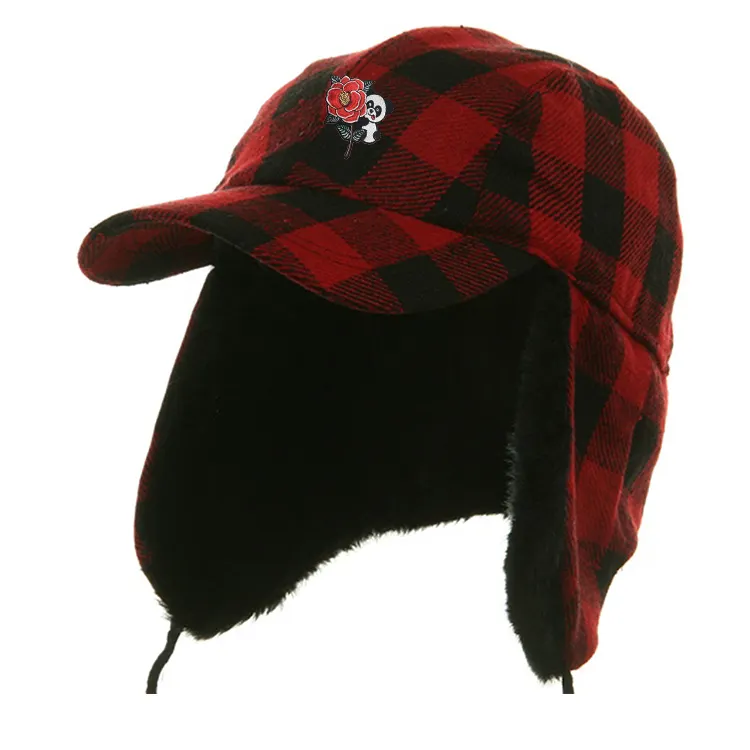 Cappelli da trooper autunno inverno a scacchi a due colori protezione per le orecchie con vento caldo e caldo berretto da baseball invernale russia