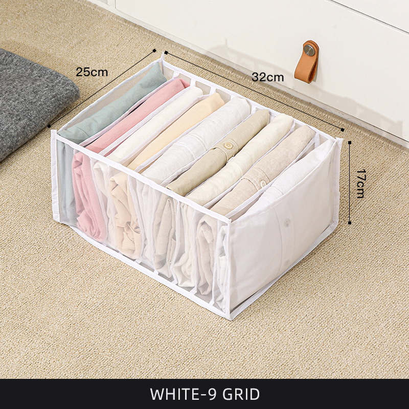 Boîte de rangement pour t-shirts et chemises blanche à 9 compartiments