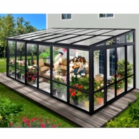 Véranda autoportante moderne en aluminium à toit incliné pour balcon, jardin d'hiver, serre extérieure écoénergétique pour villa et parc