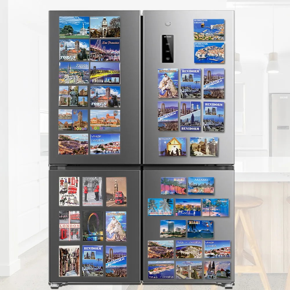 Brauch auf der ganzen Welt Weißblech Tourist Souvenir 2D 3D Kühlschrank Magnet Metall Weißblech Fotos Kühlschrank Magnet