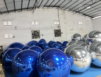 Boule miroir gonflable bleue 0,4 m réutilisable, grande décoration d'événement, ballon en PVC, ballon à bulles pour décoration de fête et de mariage