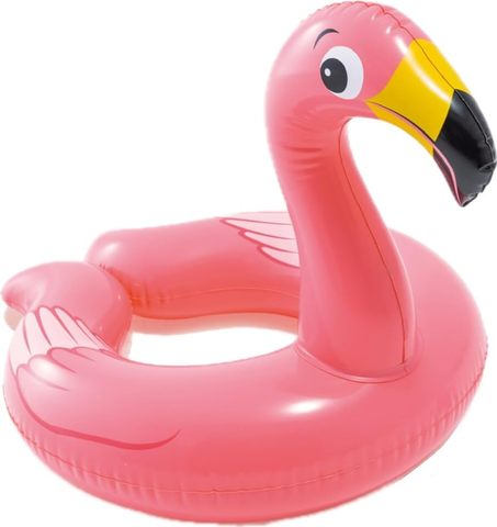 Lightweight Red Pink Flamingo Glitter Solid-Color Patterned Inflatable Swim Ring Toy Float for Various Occasions