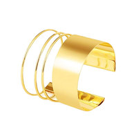 Bracelet Manchette Punk Plaqué Or Massif et Irrégulier, Bracelet Ouvert Large pour Femmes, Cadeau Tendance