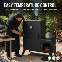 Ahumador Vertical a Gas al por Mayor de Acero Inoxidable con Múltiples Rejillas y Doble Quemador para Exteriores, Barbacoa, Logotipo Personalizado OEM