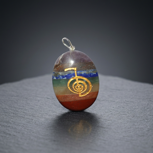 Pendentif ovale en alliage de zinc et agate, serti clos, plaqué or, thème bouddhiste, cadeau religieux, breloque de mode unisexe - Product Image 3