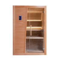Ruang Sauna Uap Kering Portabel Desain Modern untuk 2-3 Orang, Terbuat dari Kayu Solid Hemlock