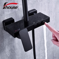 Ensemble de douche numérique LED intelligent thermostatique en laiton avec mitigeur à poignée unique et robinet en céramique, système de douche chaud/froid mural pour salle de bain