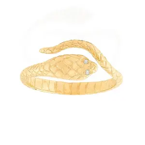 925 Sterling Zilveren Modieuze Sieraden Rhodium Gold Filled Diamond Cz Textuur Snake Ring 2021