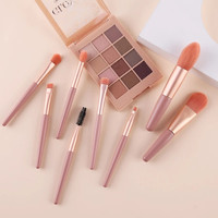 Mini Kit de 8 Pinceaux de Maquillage Professionnels avec Trousse en PU, Pinceau Blush Super Doux Artificiel de Haute Qualité