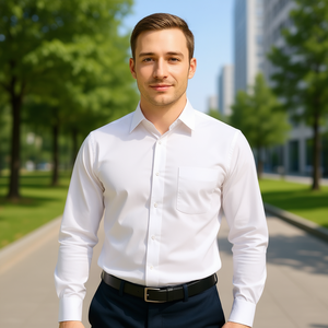 Cavechi Men's Anti-Wrinkle 100% Cotton Poplin <b>Dress</b> <b>Shirt</b> Stand Collar Long Sleeve Solid Color Summer Casual Formal <b>Shirt</b> ODM - Product Image 2