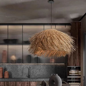 Lustre LED Dimmable Vintage en Rotin et Paille de Style Japonais Ancien, Garantie 5 Ans, Idéal pour Chambre à Coucher et Éclairage Domestique - Product Image 1