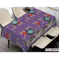 Nappe de Noël multi-formes réutilisable en plastique, imperméable, écologique, à imprimé thème de Noël, résistante à l'huile et aux taches