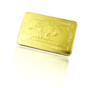 FS-Craft Hot Sell Factory Price 1 OZ Titanium Gold Plated Gold Bar 24k Pure Buffalo Bar