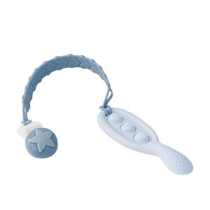 צעצוע לעיסה מסיליקון לתינוקות, חוצה גבולות, בטיחותי למזון, מרגיע, בצבעים כחול/בז'/סגול - Product Image 2