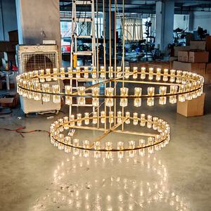 ثريا كريستال نحاسية فاخرة بتصميم أمريكي حديث للأسقف العالية والإضاءة الديكورية للسلالم - Product Image 1