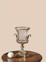 Juya — Vase de fleurs rond en métal et laiton, style américain, luxueux, pour décorer la maison, le bureau, couleur or ou cristal
