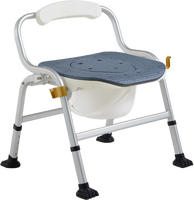Fauteuil de douche et de toilette pliable portable 3-en-1 multifonctionnel pour soins médicaux à domicile, équipement pour seniors avec dossier en plastique, capacité 150 kg