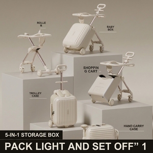 Passeggino Multifunzione 5 in 1 <span class=keywords><strong>con</strong></span> Valigia Pieghevole, Trolley da Viaggio per Bambini, <span class=keywords><strong>Carrello</strong></span> per la Spesa per Bambini - Product Image 2