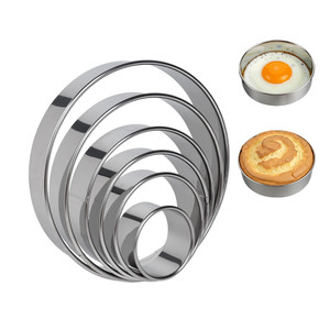 1pc Eco-Friendly Round <b>Cookie</b> Cutter Set Mousse Rings Biscuit Moulds Stainless Steel Gadget - Product Image 1