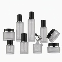 Ensemble de flacons en verre pour cosmétiques de luxe avec compte-gouttes et impression sérigraphique pour sérum, tonique, crème et gouttes pour les yeux - 4oz/1oz/50ml