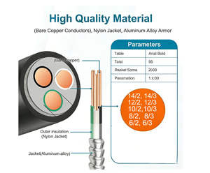 金属被覆MCケーブル（アース付き）6/8/10/12/14 AWG電線、アルミ装甲入り、屋内/屋外/地下埋設用 - Product Image 5