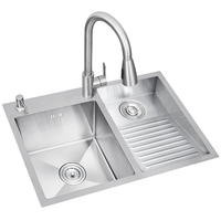 Handgemachte große Single Bowl Küchen spüle Edelstahl gebürstet Finish Counter Wäsche pool Waschbrett Under mount Single Sink