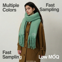Écharpe longue unie automne-hiver en gros avec logo brodé personnalisé, franges, logo personnalisé, OEM ODM, châle