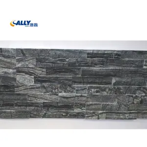 Hot Culture Stone Black Wood Marble Pattern Outdoor Slate Tile