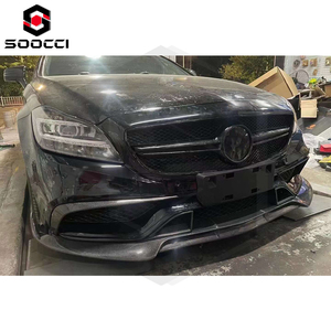 Ensemble de lèvres avant en fibre de carbone de style BRS pour <span class=keywords><strong>Mercedes</strong></span> Benz <span class=keywords><strong>Classe</strong></span> CLS W218 CLS63 Kit de carrosserie de becquet de pare-chocs avant 2016-2018 - Product Image 5