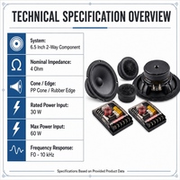 Système audio de voiture personnalisé avec haut-parleur à 2 voies en fer de 6,5 pouces, tweeter, crossover et médium-grave, approvisionnement en gros, lot de 500