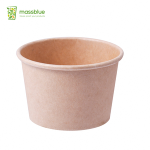 Ciotola di Carta Personalizzata Bianca Rivestita per Alimenti con Stampa CMYK e Coperchio Trasparente per Gelato - Product Image 2