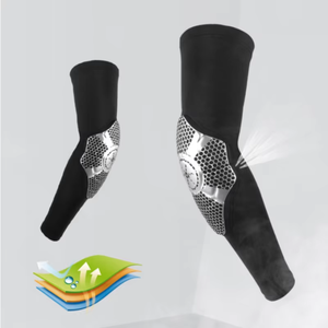 Manchon de compression pour <span class=keywords><strong>bras</strong></span> avec coussinet anti-choc en nid d'abeille pour le coude, idéal pour la course, le basketball, l'exercice, le fitness, le cyclisme et la protection sportive - Product Image 6