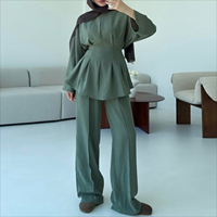 Abaya arabe élégante de Dubaï, tenue islamique modeste, tenue de fête, haut et pantalon de style moyen-oriental, ensemble de vêtements musulmans deux pièces pour femmes