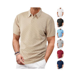 Polo de Verano para Hombre, Transpirable, Delgado, de Color Sólido, Tejido Jacquard, Corte Holgado, Casual, Blanco, Azul Marino, Negro - Product Image 2
