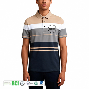 Camiseta de algodón clásica a rayas de color sólido para hombre con logotipo personalizado OME, manga corta, estilo vintage, con bolsillo, logotipo de color personalizable OEM - Product Image 1