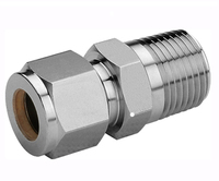 Raccord de tube mâle droit à double ferrule de type Swagelok en acier inoxydable 316, raccords haute pression lisses pour applications eau/gaz