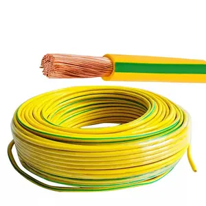 Conductor de cobre de un solo núcleo 6 10 16 25 35 50 70 95mm2 Cable de tierra de cobre verde amarillo aislado de Pvc