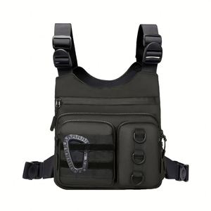 Sac de poitrine tactique unisexe léger pour activités de plein air, gilet de course avec poche pour bouteille d'eau, fermeture éclair, polyester imperméable, EDC - Product Image 1
