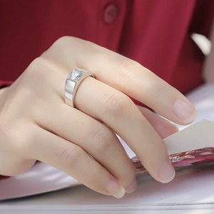 Pass <span class=keywords><strong>Diamond</strong></span> Tester 1 CT Round Moissanite Wedding Band Set VVS Moissanite Diamonds Sólido 925 Bandas de Prata Anéis Abertos Para Homens - Product Image 5