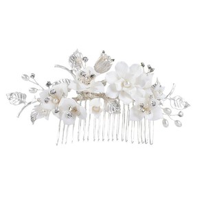 <span class=keywords><strong>Peigne</strong></span> à cheveux floral de luxe fait main avec perles blanches et cristaux, bijou de <span class=keywords><strong>mariage</strong></span> polyvalent pour mariées et demoiselles d'honneur - Product Image 6