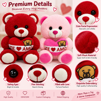 Vente en gros directe d'usine, ours en peluche rouge rose personnalisé tenant un cœur Te Amo pour la Saint-Valentin