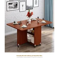 Table à manger moderne en bois massif pliable et extensible, portable, gain de place, pour cuisine et salle à manger, avec rangement