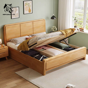 Venta directa de fábrica, precio económico, logotipo personalizado, gran stock listo para enviar, cama king size de 1.8m, muebles de dormitorio de nueva moda, cama doble de madera. - Product Image 3