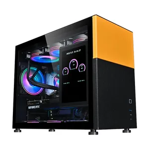 Phong cách mới giữa tháp trường hợp máy tính LCD màn hình hiển thị MATX ITX trường hợp chơi game với 120mm RGB Quạt làm mát PC tháp Chassis trong kho - Product Image 1
