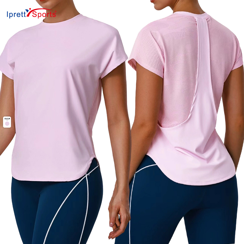 2026 Summer New Arrivals Women Active Wear Yoga Clothes Sports T-shirt Round Neck Running Gym Sport T Shirts