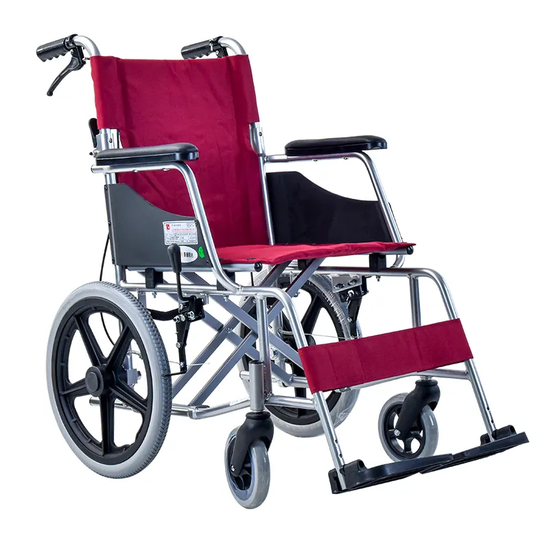 Ручная алюминиевая самоходная инвалидная коляска со съемным подлокотником и подставкой для ног для инвалидов