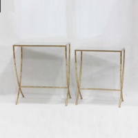 Nouveau Style Offre Spéciale Métal Moderne Carré Miroir Top Console Tables Ensemble de Deux Décor À La Maison pour la maison