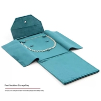 Pochette rectangulaire de luxe en velours avec bouton doré personnalisable, anti-poussière, pour bijoux (colliers, bagues), 15x20x2cm, idéale comme cadeau