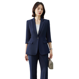Mi Xing Women's Suit Set 2025 Summer Thin Style Solid Color Professional Formal Jacket Pants Set - Product Image 5