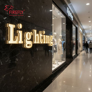 علامة مخصصة فاخرة ذهبية ثلاثية الأبعاد بإضاءة خلفية شعار ، لافتة خارجية ، مرآة متجر لافتات خارجية - Product Image 4